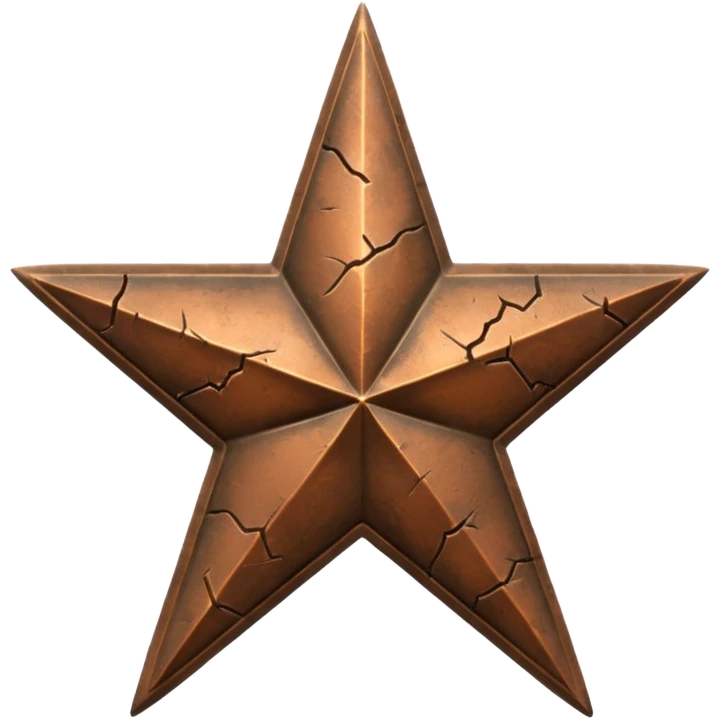 Concept: A single, bronze-colored military star (like a Bronze Star or a general's star) that is slightly faded or has a "crack" graphic running through it.

Color: Faded bronze or dark gold. emoji