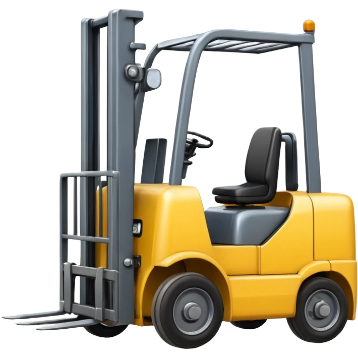A smiling, anthropomorphized forklift emoji