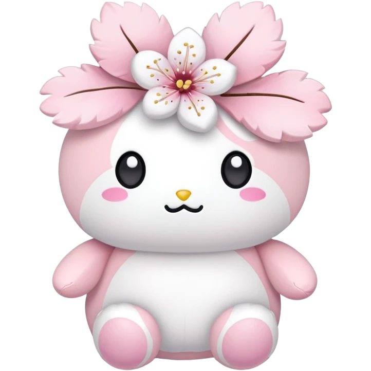 Cute Pastel pink and white Cherry Blossom Sakura Plushie emoji