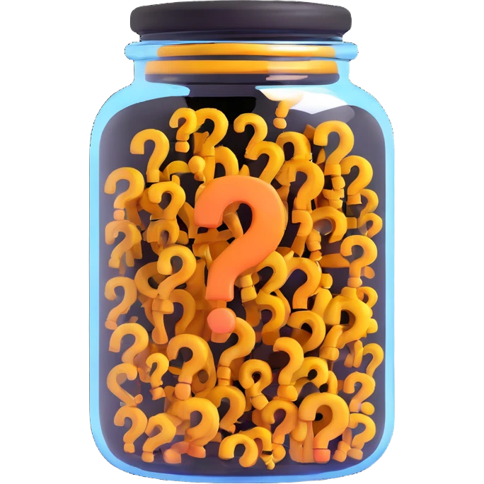 glass jar filled with question marks emoji