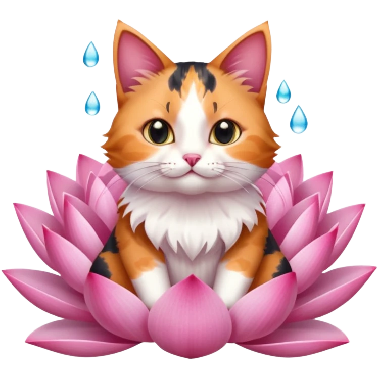 cat sitting lotus flower emoji