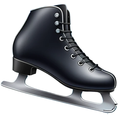 An icon showing close-up speed skating boots with long blades gliding across smooth ice. In the background, a professional racing track curves through a snowy winter landscape with mountains and pine trees under a bright sky. Transparent background enhances the dynamic scene. emoji