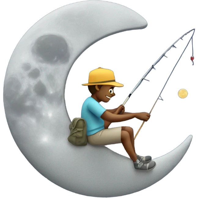 Man fishing on top of moon  emoji