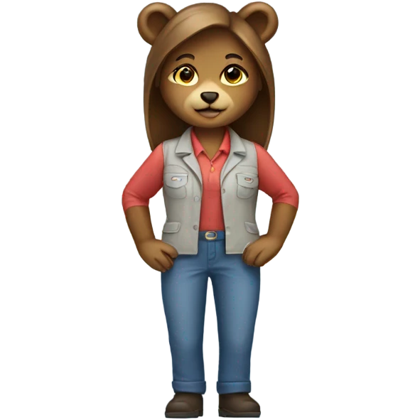 female bear wearing work clothes emoji