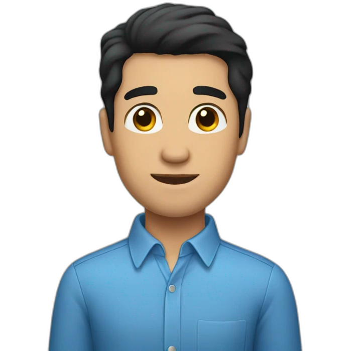 A man with black hair blue shirt  emoji