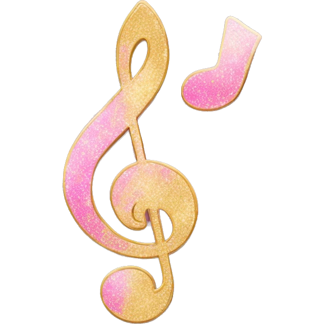 Music note coloured in pink with shimmer of gold emoji