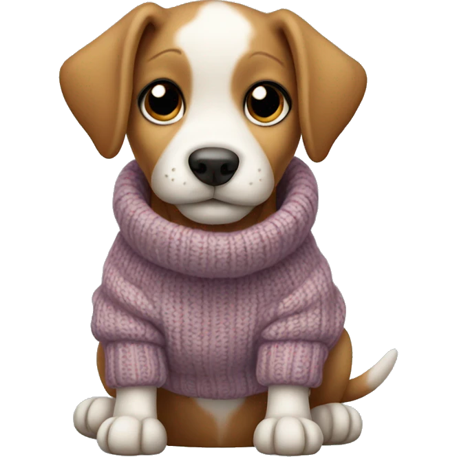 cute puppy wearing cozy sweater emoji