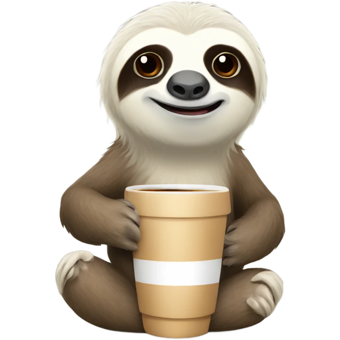 White sloth with cup of espresso emoji