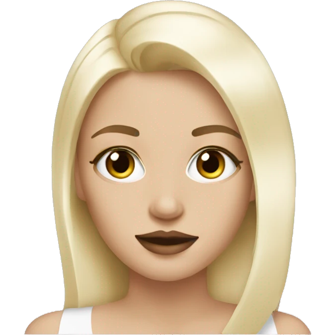 White blonde girl doing makeup emoji