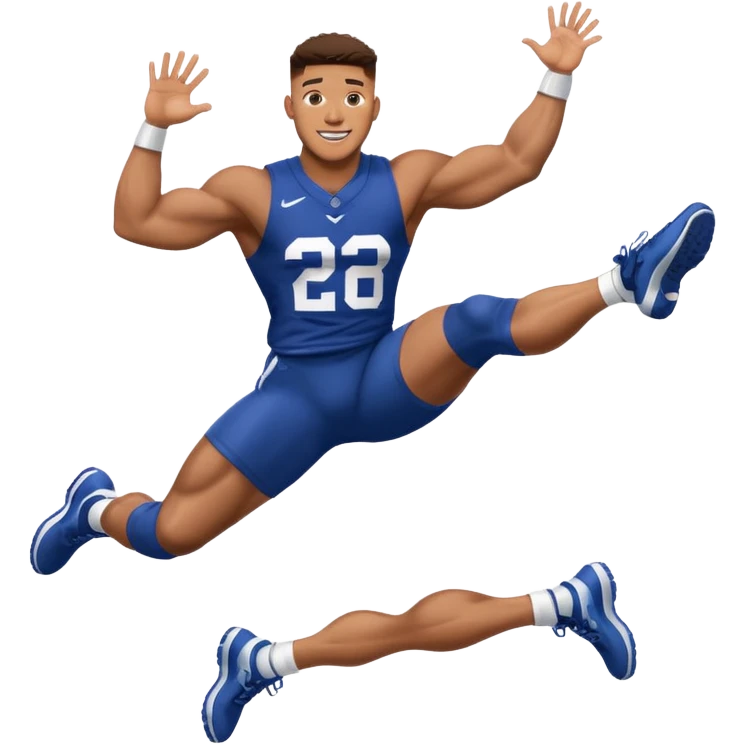 Saqoun Barkley hurdle over a person emoji