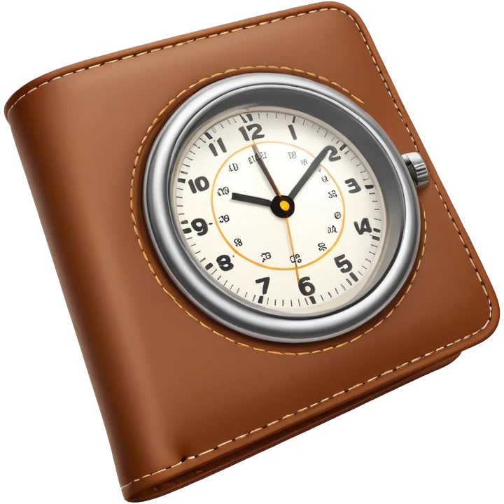wallet with a speeding clock with motion lines in top right corner, clock hands spinning fast, speed lines around the clock to show fast service emoji