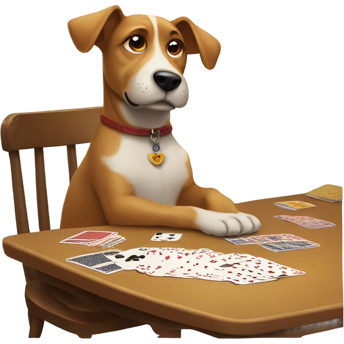 dog playing a card game emoji
