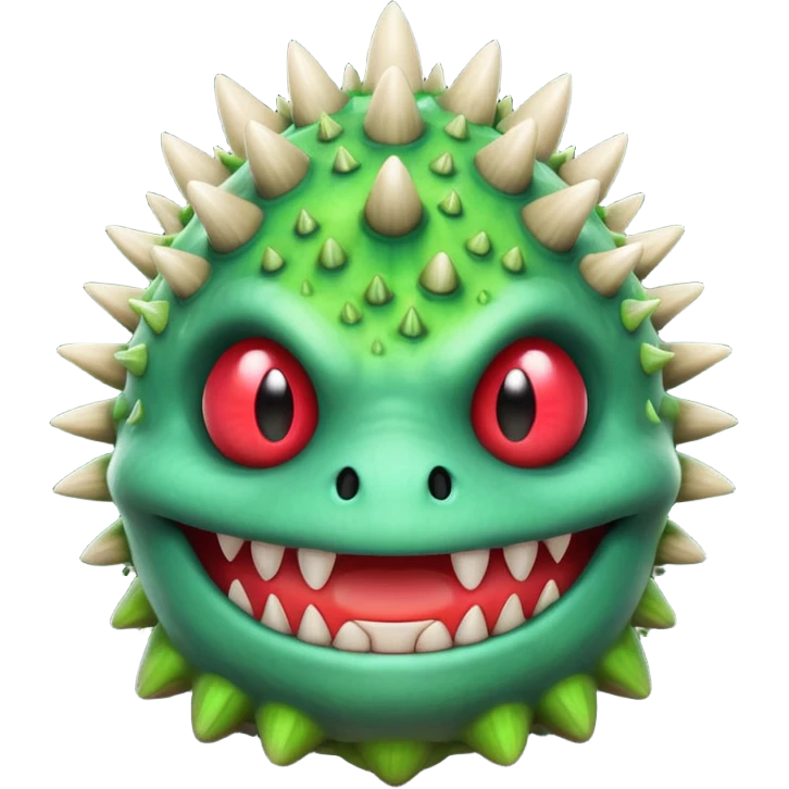 poisonous mushroom monster portrait, head and shoulders only, toxic green glow, scary grin, spiky mushroom head, 3D cartoon, mobile game icon style, clean background, no text, no watermark

 emoji