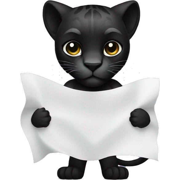 A black panther holding a white sheet of paper in its paws emoji