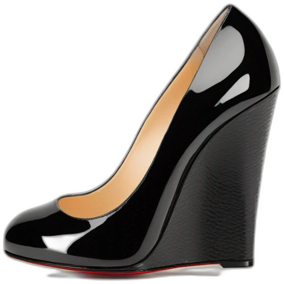 WEDGE heel LOUBOUTIN black leather PATENT emoji