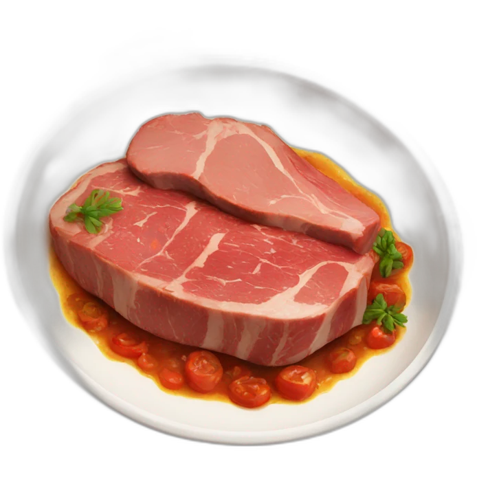 dish with meat emoji