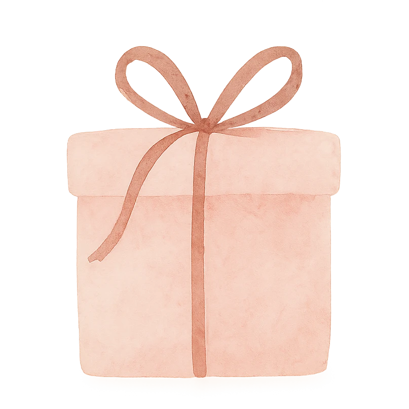 pink gift, watercolor art style emoji