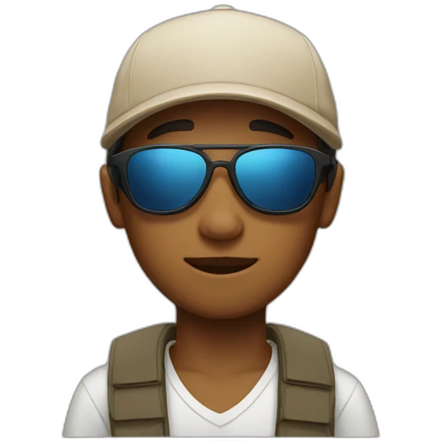 a boy with sunglasses and backwards cap emoji