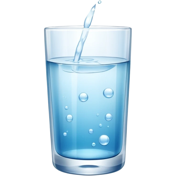 transparent glass of water, three-quarters full, with a white effervescent tablet dissolving at the bottom. emoji