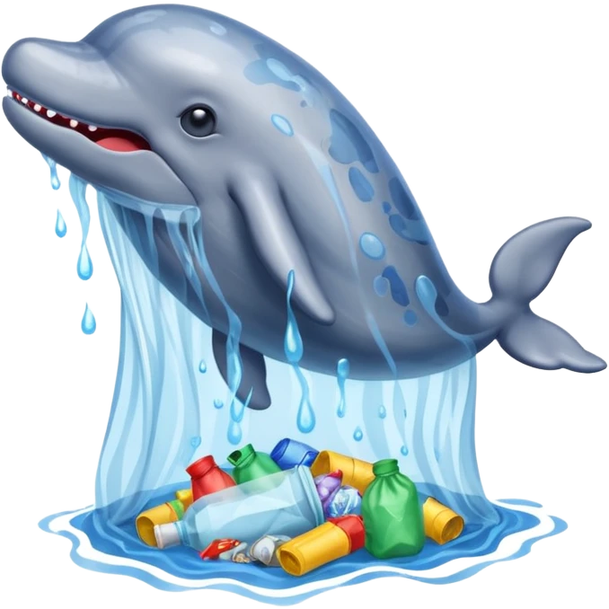 whale stuck in plastic waste bag emoji