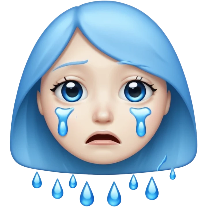 a computer crying, blue tears  emoji
