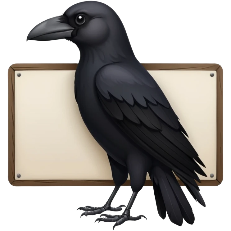 Crow holding a large blank sign emoji