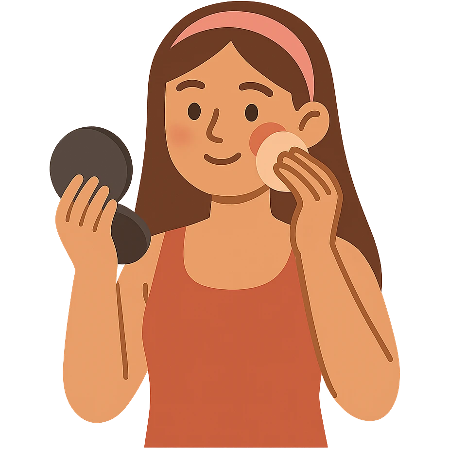 flat toon style chica maquillándose emoji