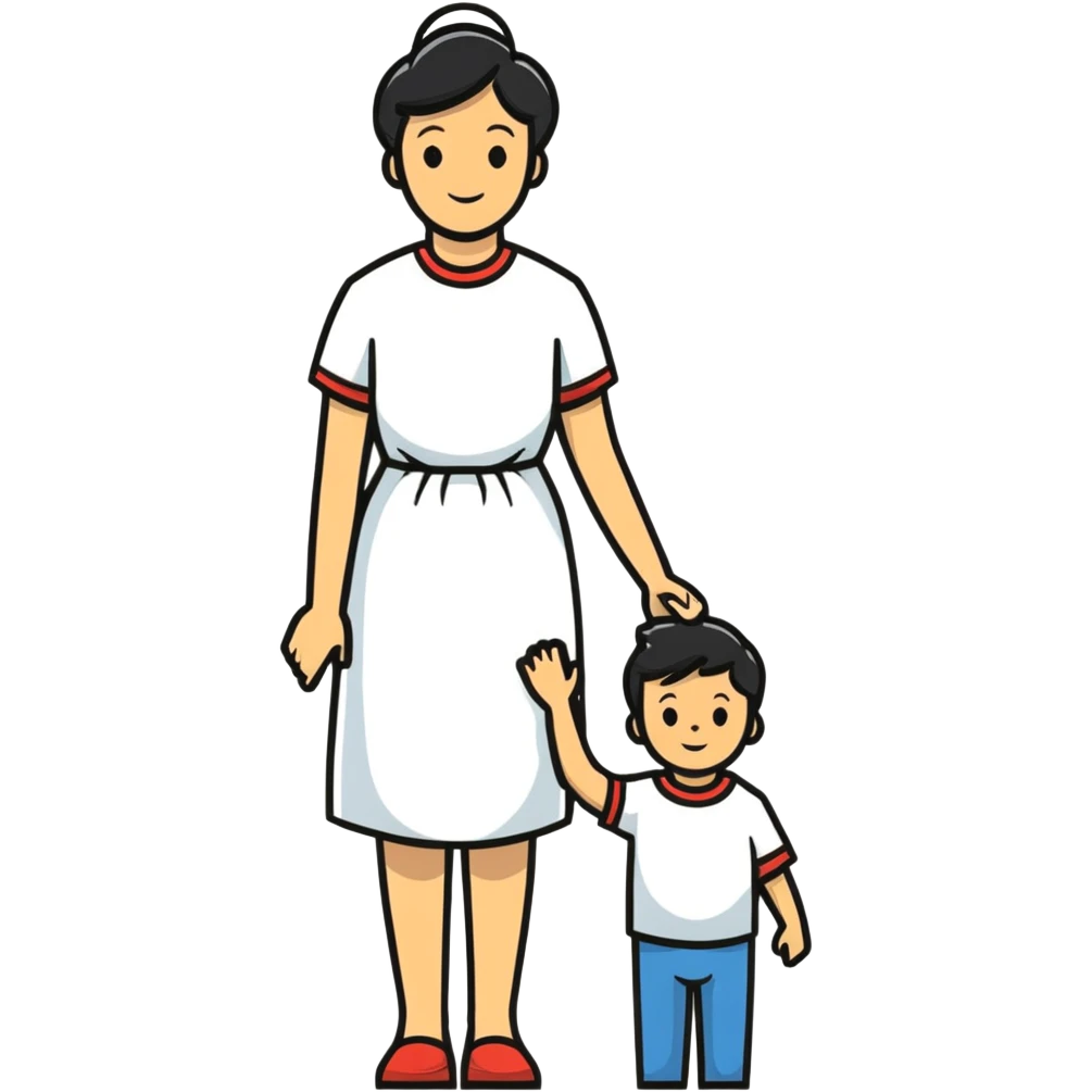 Mother holding hands with her son emoji