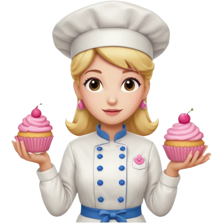 Pink chef hat princess peach with a hand emoji