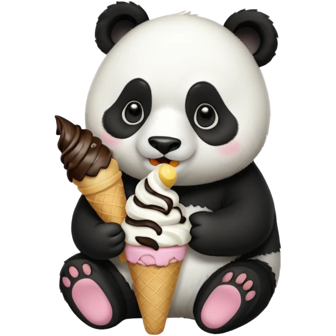 Panda eating ice cream emoji