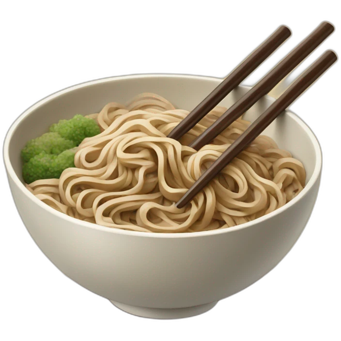 bowl of japanese buckwheat soba noodles with chopsticks emoji