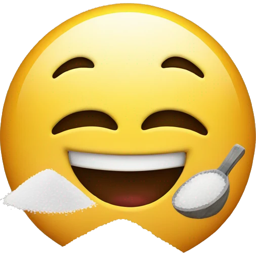 smiling emoji with a pile of salt emoji
