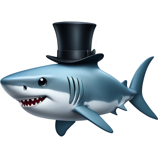 Shark with a top hat emoji
