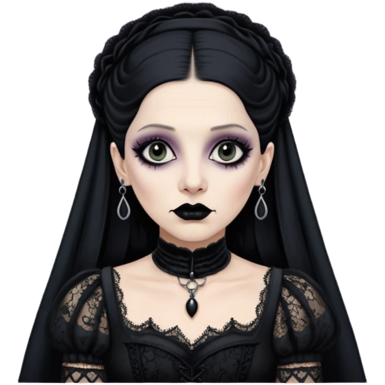 Lene Lovich like a gothic bride in dirty lace emoji