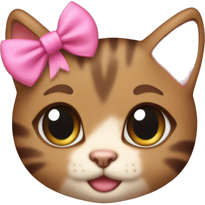 Little brown female kitten with a pink bow in her head emoji