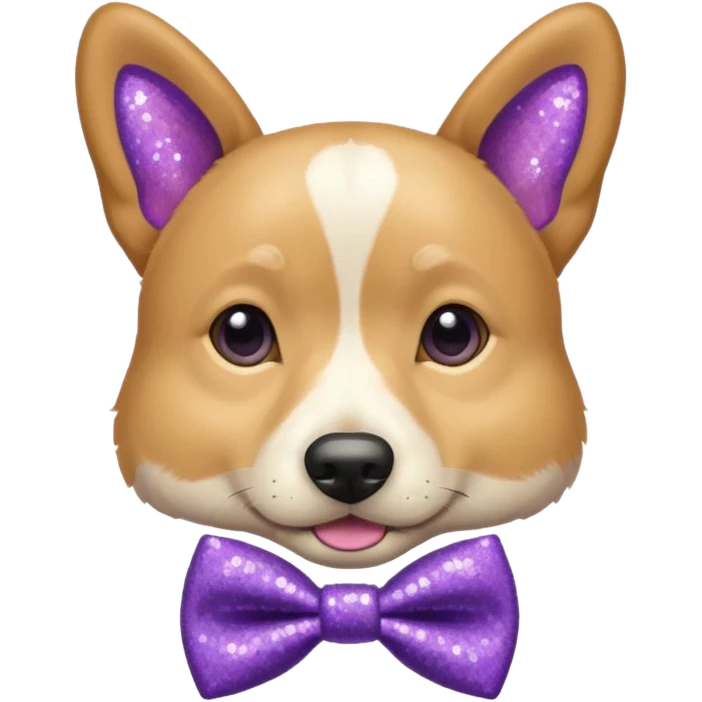 Cachorro adulto com gravata roxa com glitter emoji