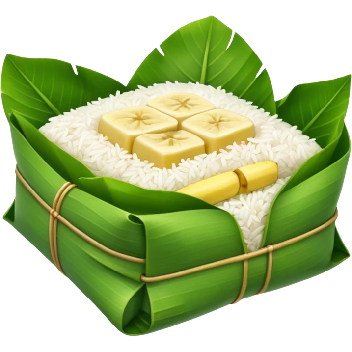 rice wrapped in banana leaf square with top open emoji
