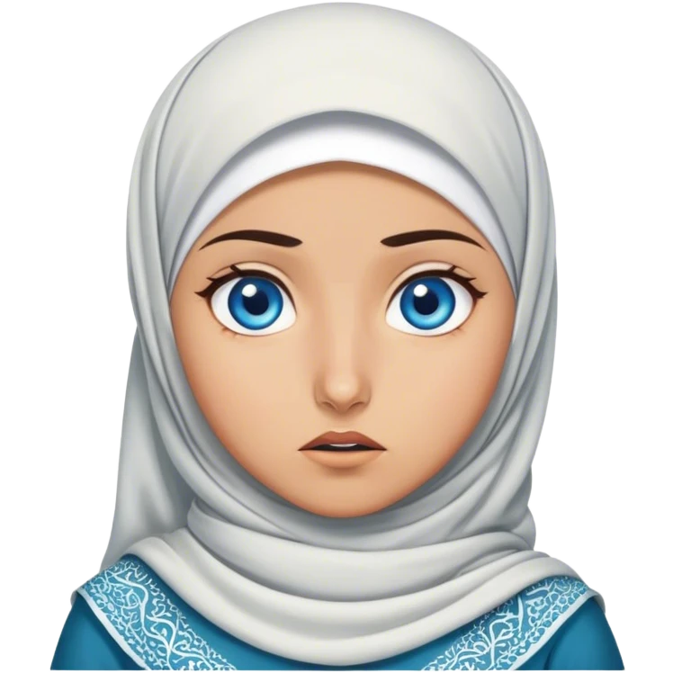 Turkish beautiful finish Konya girl blue eyes with hijab and islamic dress she’s in shock  emoji