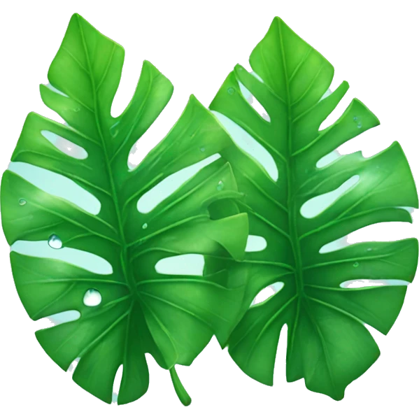 Tropical leaves with water droplets in a bright light emoji