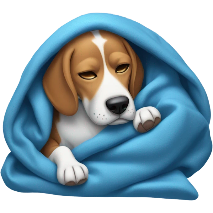 Cold Beagle UNDER many blue blankets emoji