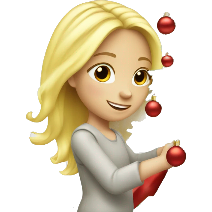 Blond Girl decorating Christmas tree emoji