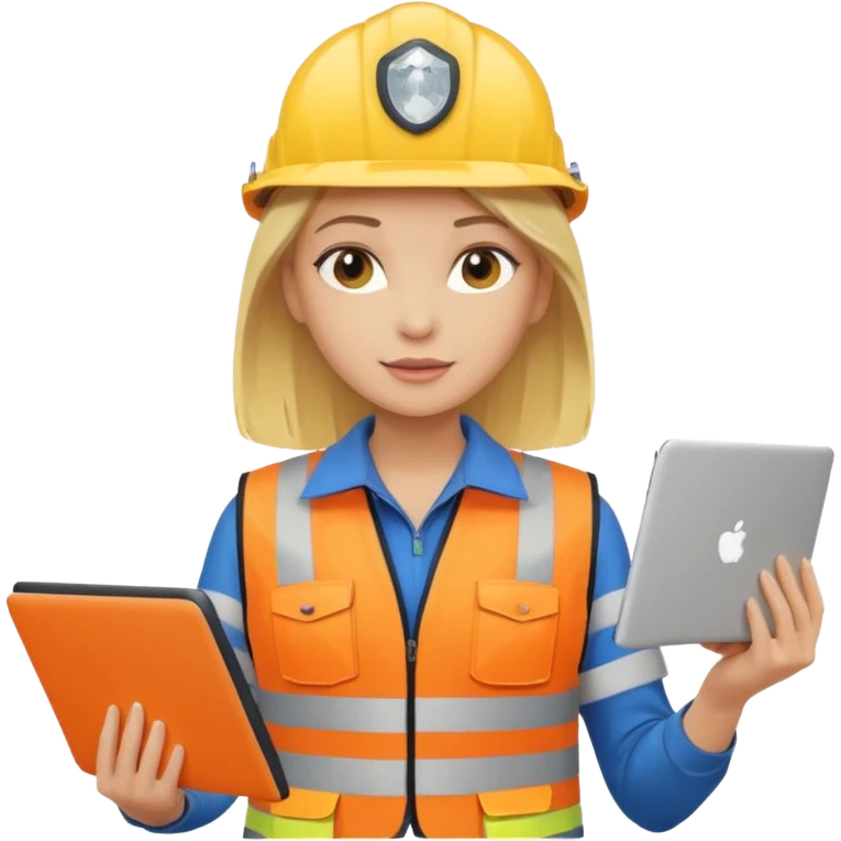 сделай специалиста по охране труда, светловолосую девушку с ноутбуком в руках emoji