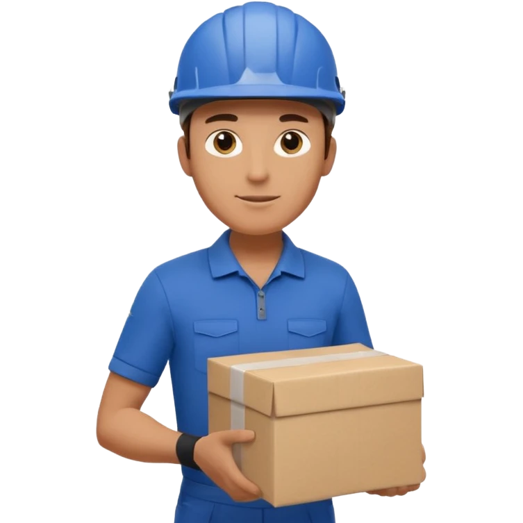 male delivery worker in a  cycling, holding a parcel emoji