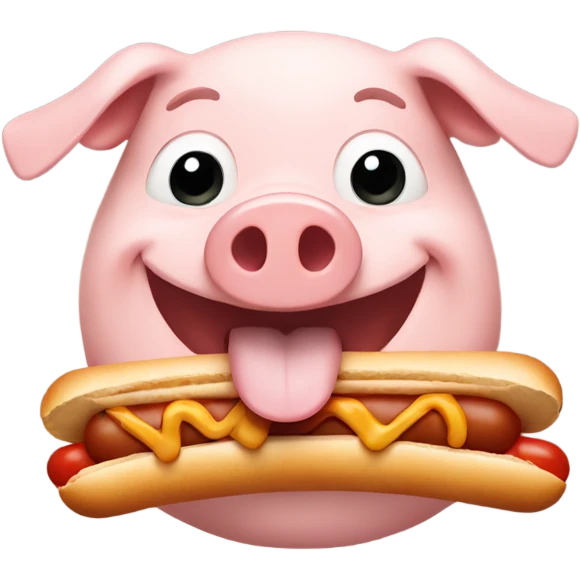 smiling pig holding a hotdog emoji