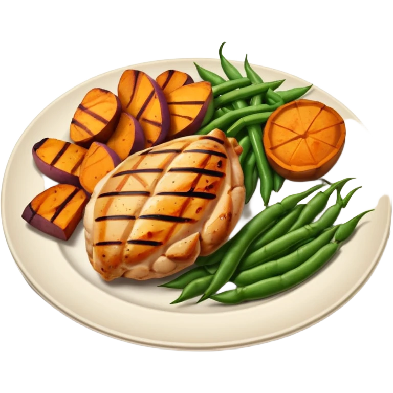 1 protein (chicken, fish)
 + 2 (or more) veggies
 + 1 starch (sweet potato or grain) emoji