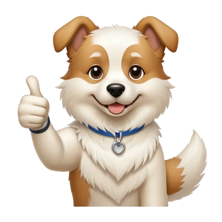 Weisser Hund der daumen nach oben gibt emoji