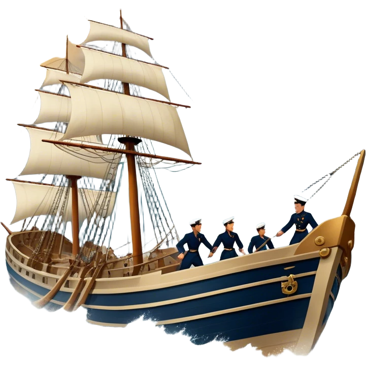 Icon for Historical Movies: Age of Great Geographical Discoveries. A vintage movie poster-style design with sailors battling a fierce storm at sea. Include crashing waves, lightning, a damaged ship, and heroic sailors gripping ropes. Intense, dramatic atmosphere. Transparent background. emoji
