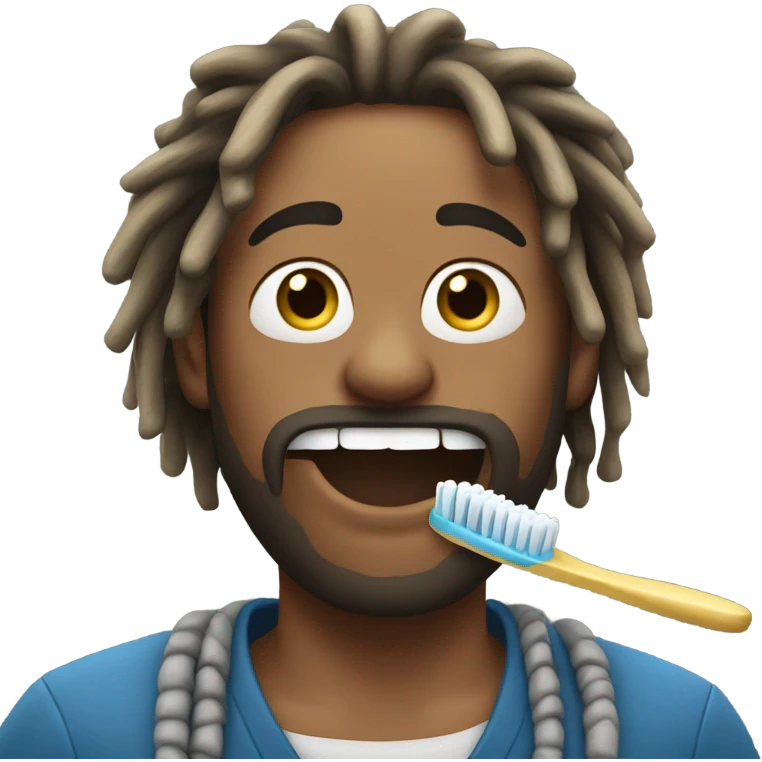 Guy with dreads brushing teeth emoji