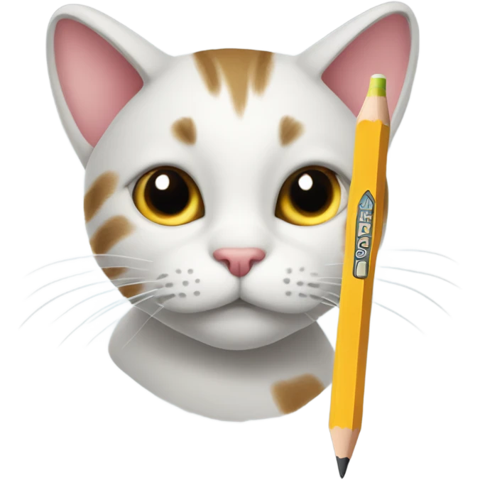 Cat with Pencil in mouce emoji