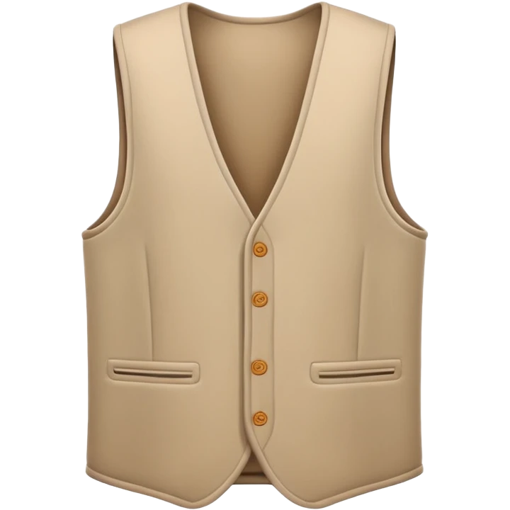 A 3D Apple-style emoji of a simple sleeveless vest (yelek), front view, minimal and clean design, soft fabric texture, neutral colors, cartoon-like and cute style emoji